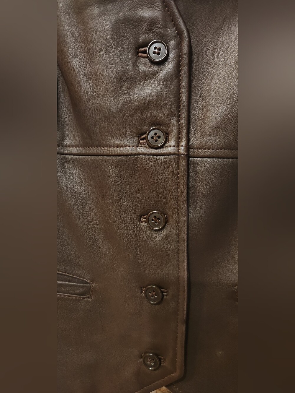CAbi Chocolate Brown Genuine Leather "Western Tailored" Vest. Size -L - Picture 8 of 9